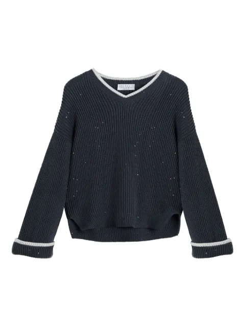 Brunello Cucinelli Kids كنزة مزينة بترتر