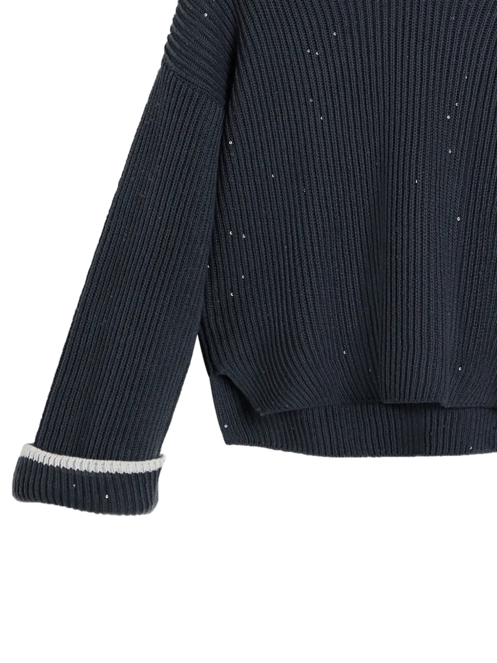 Brunello Cucinelli Kids sequin-embellished jumper Blauw