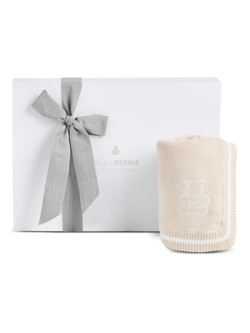 Brunello Cucinelli Kids Baby Bernie deken met borduurwerk (80 cm x 80 cm) Beige