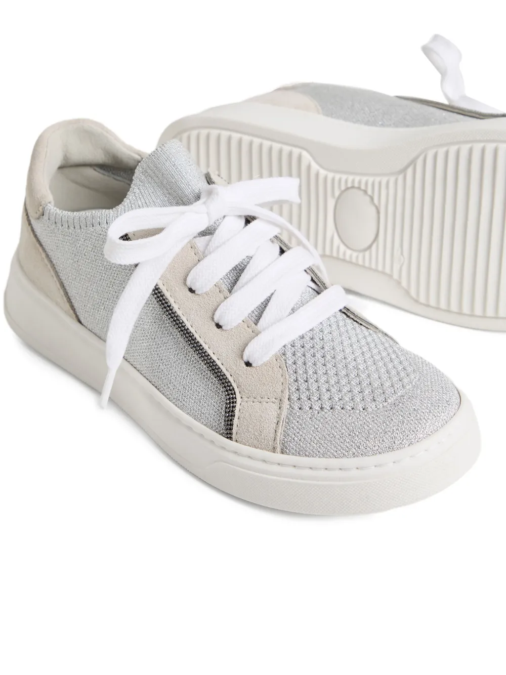 Brunello Cucinelli Kids suede-panelled sneakers LIGHT GREY