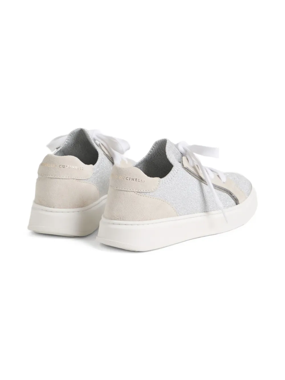 Brunello Cucinelli Kids suede-panelled sneakers LIGHT GREY