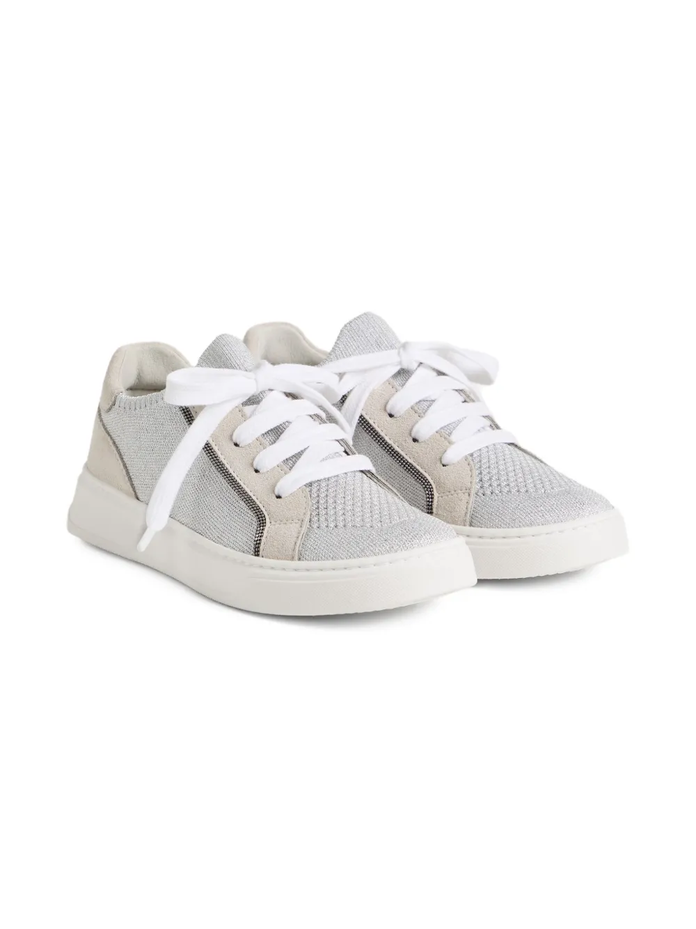 Brunello Cucinelli Kids suede-panelled sneakers LIGHT GREY
