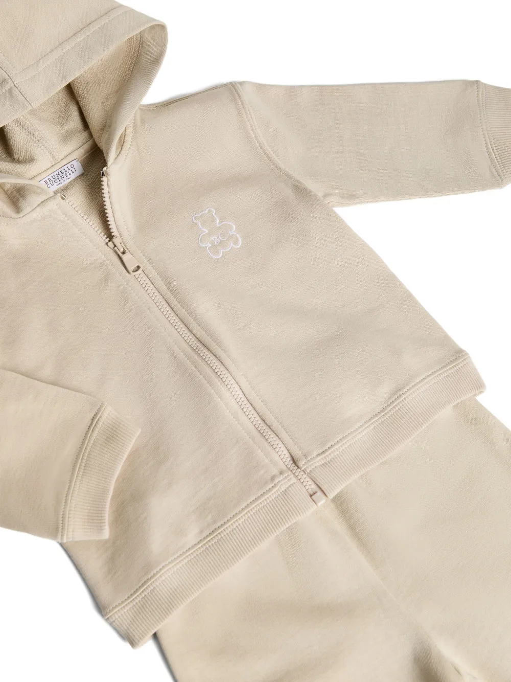 Brunello Cucinelli Kids logo-embroidered tracksuit Beige