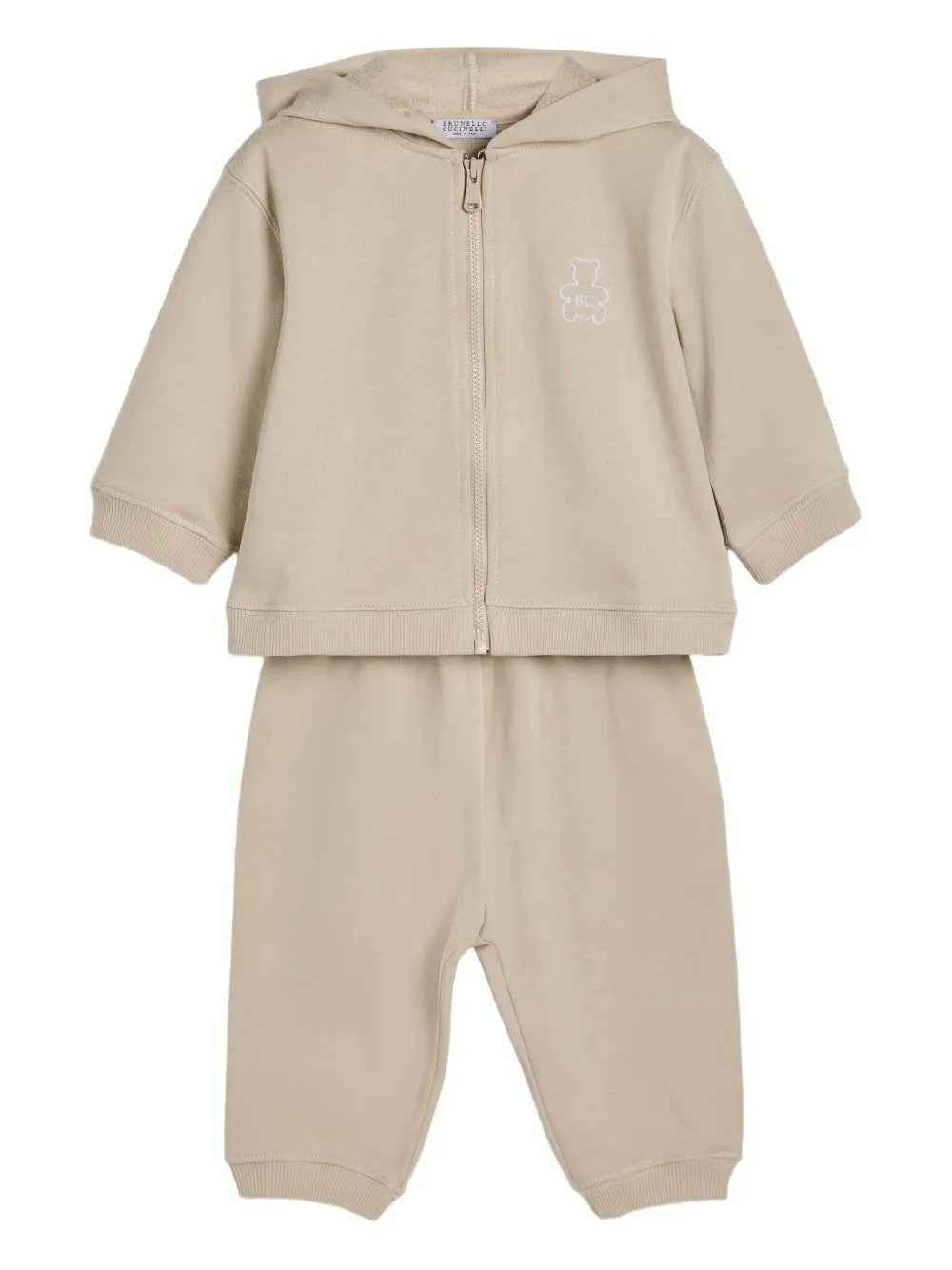 Brunello Cucinelli Kids logo-embroidered tracksuit Beige