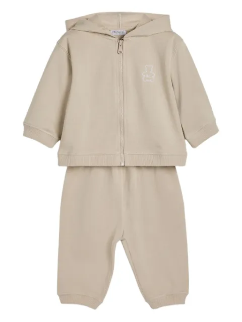 Brunello Cucinelli Kids بدلة رياضية مطرزة بشعار الماركة