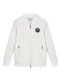 Brunello Cucinelli Kids logo-patch bomber jacket - White