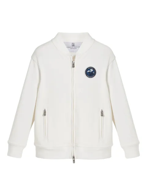 Brunello Cucinelli Kids Bomberjacke mit Logo-Patch