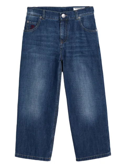Brunello Cucinelli Kids logo-patch jeans