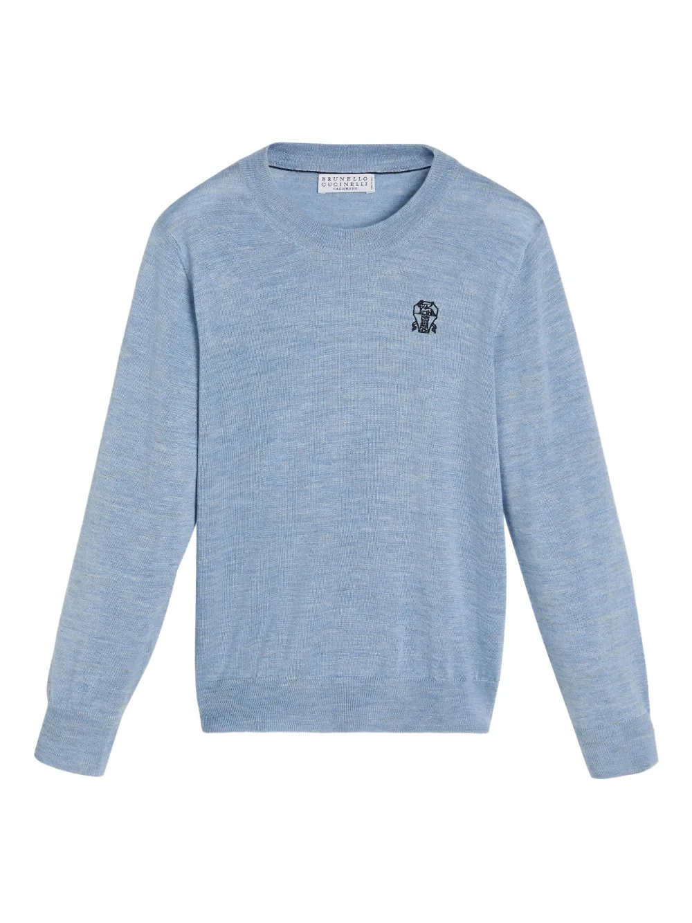 Brunello Cucinelli Kids embroidered logo sweater - Blu