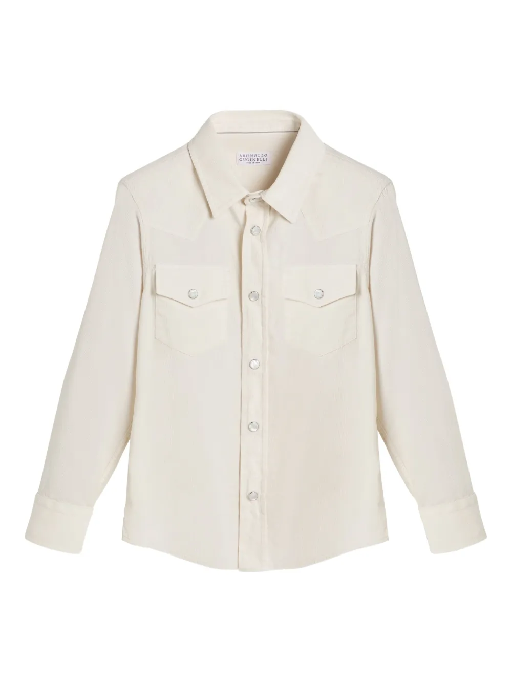 Brunello Cucinelli Kids Ribfluwelen shirt Wit