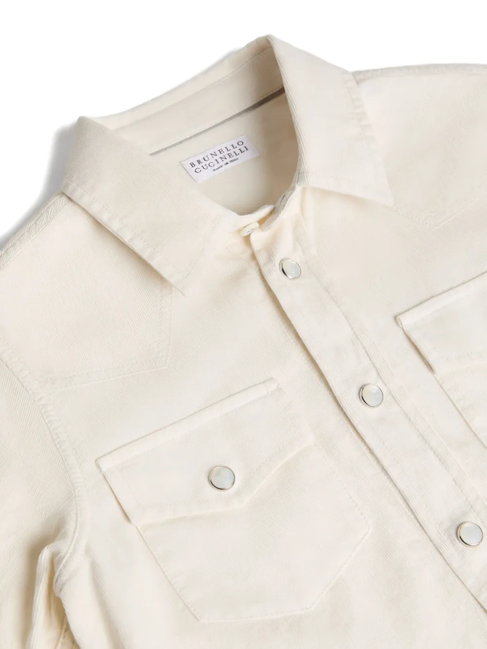 Brunello Cucinelli Kids Ribfluwelen shirt Wit