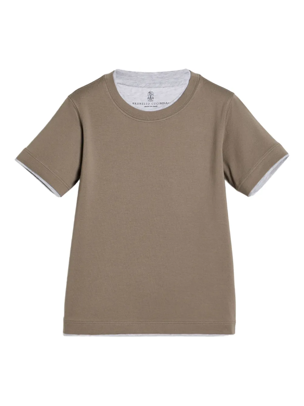 Brunello Cucinelli Kids T-shirt met ronde hals Bruin