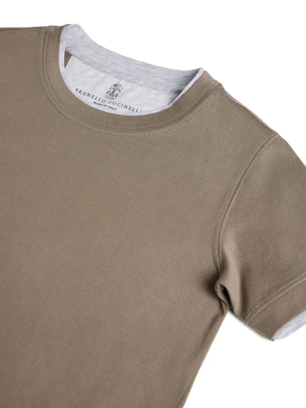 Brunello Cucinelli Kids T-shirt met ronde hals Bruin