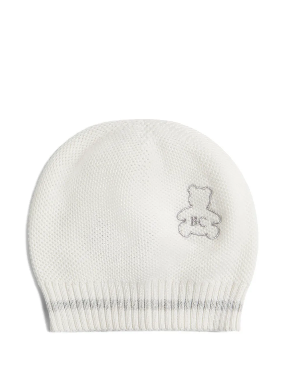 Brunello Cucinelli Kids logo-embroidered cotton beanie Wit