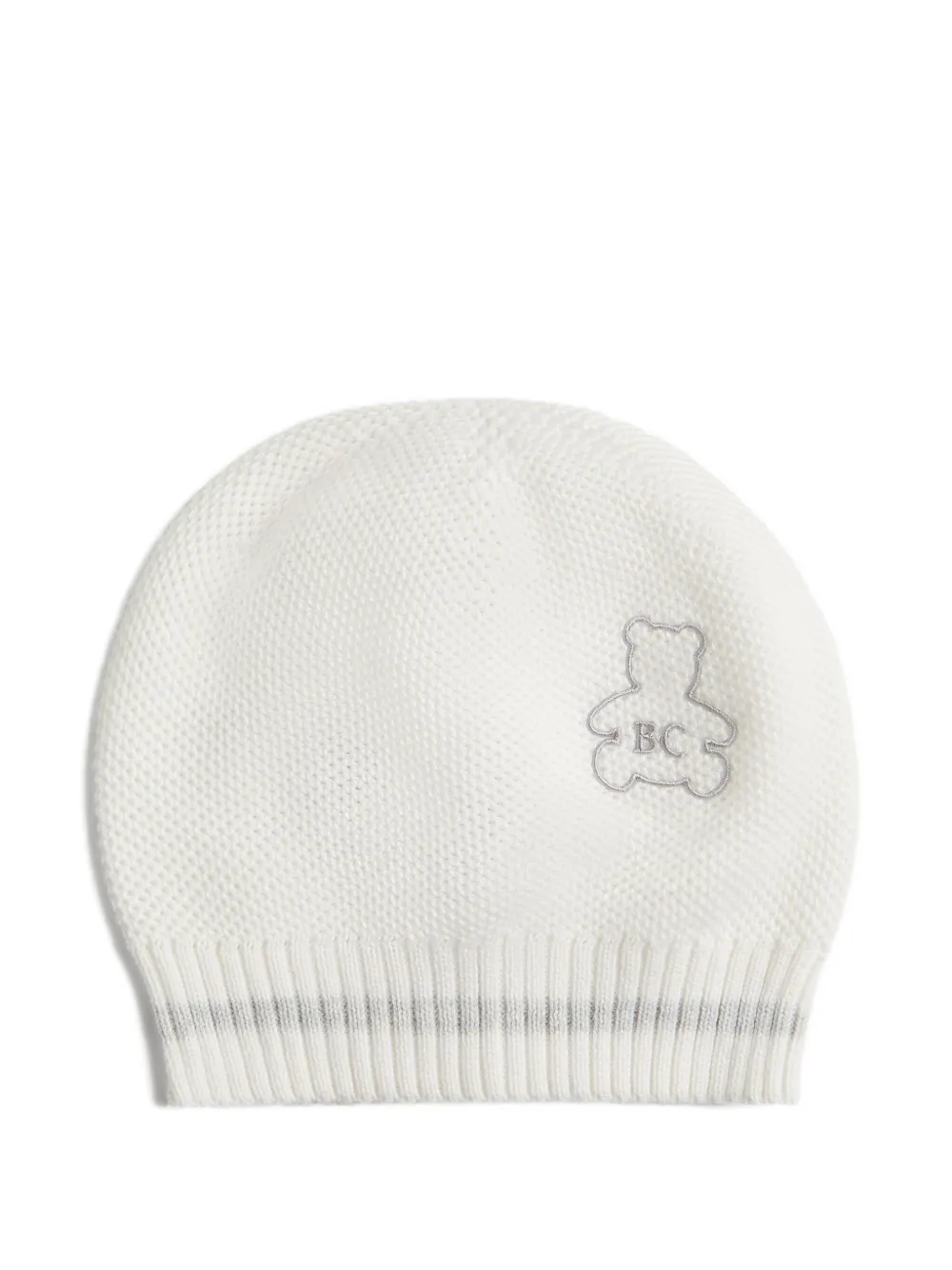 Brunello Cucinelli Kids logo-embroidered cotton beanie Wit