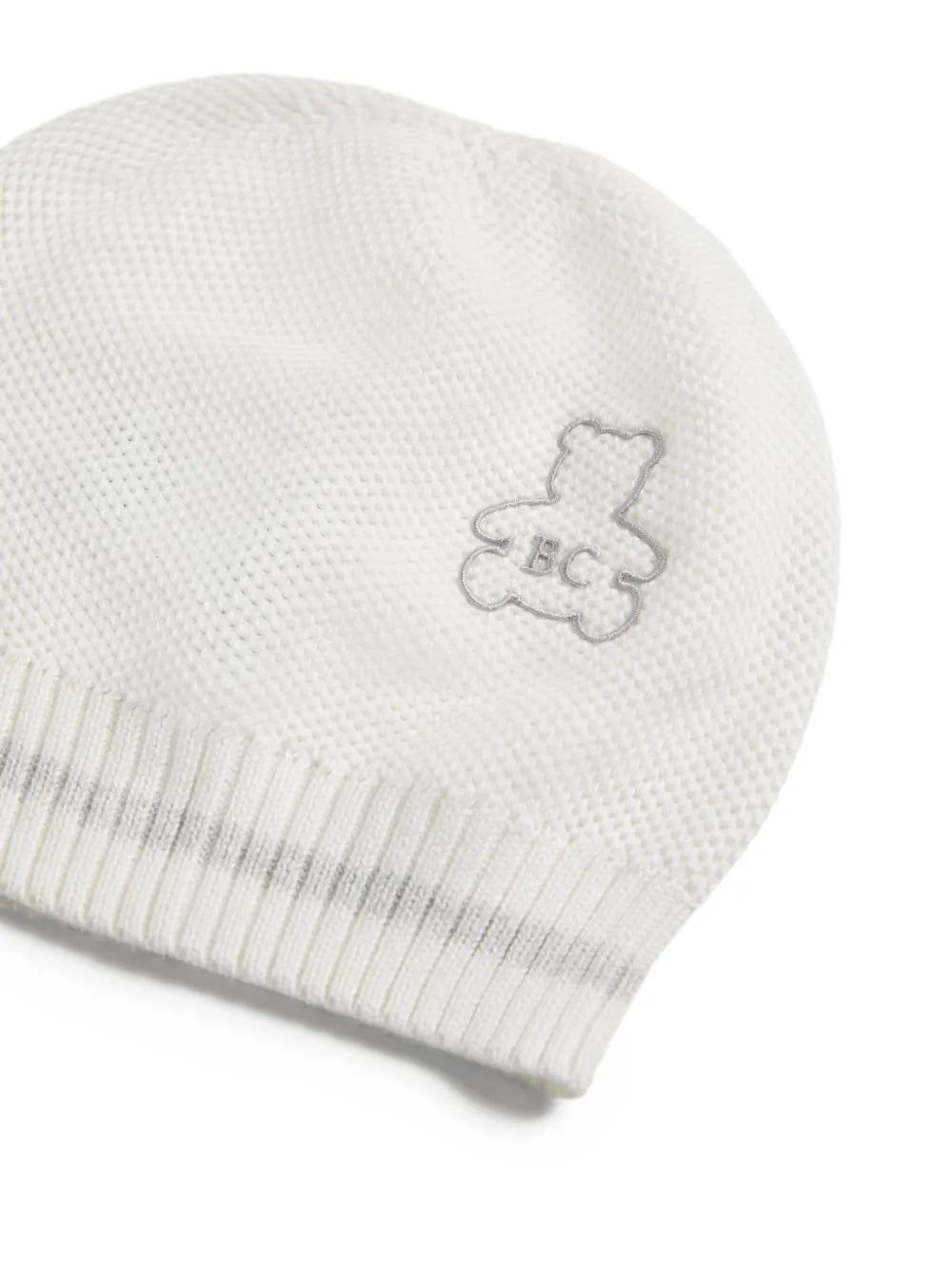 Brunello Cucinelli Kids logo-embroidered cotton beanie - Wit