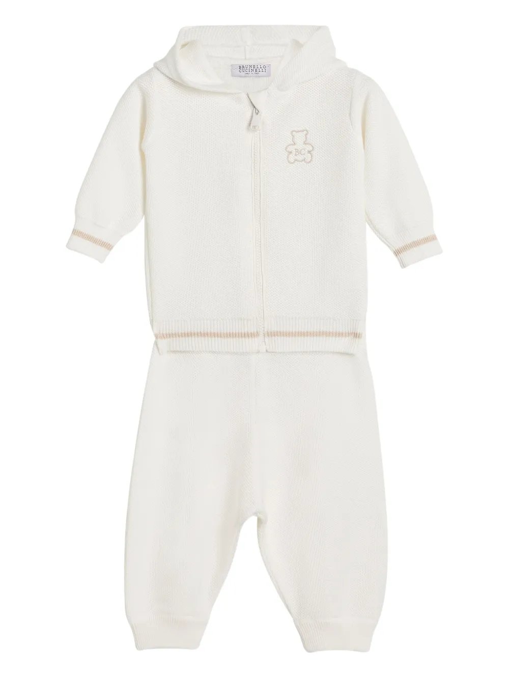 Brunello Cucinelli Kids logo-embroidered cotton babygrow set Wit
