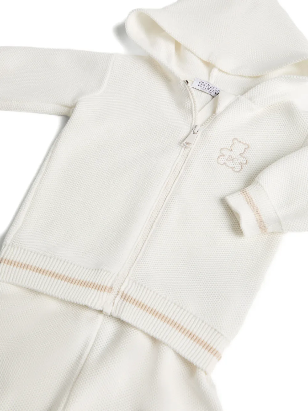 Brunello Cucinelli Kids logo-embroidered cotton babygrow set Wit