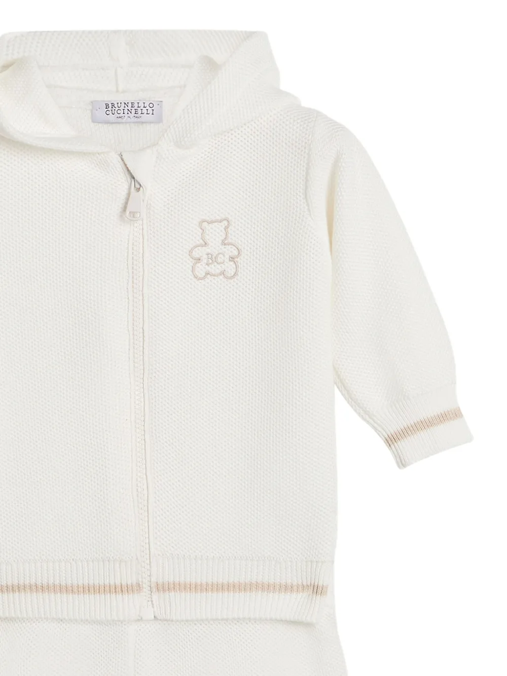 Brunello Cucinelli Kids logo-embroidered cotton babygrow set Wit