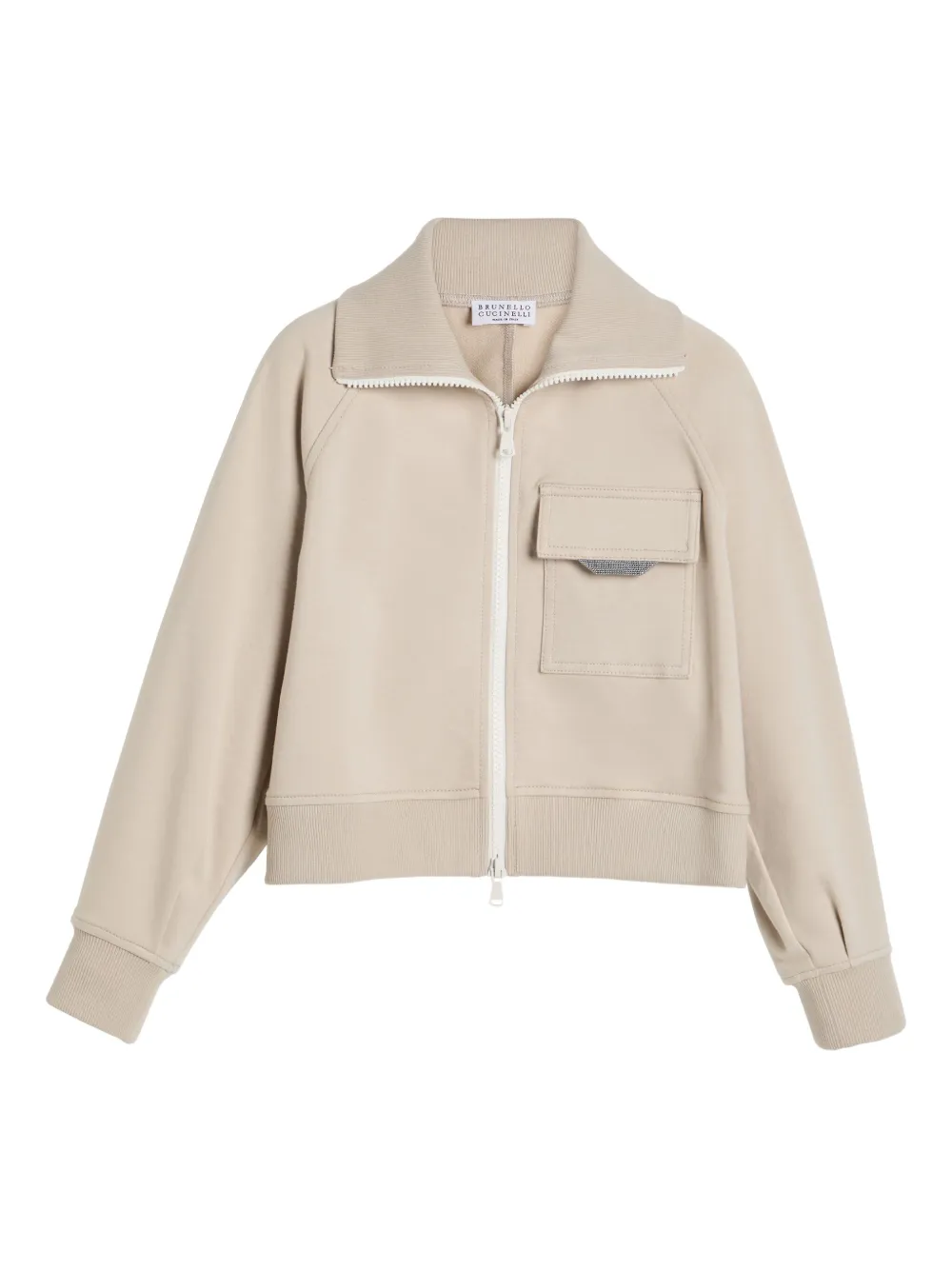 Brunello Cucinelli Kids two-way zip-fastening sweatshirt Beige