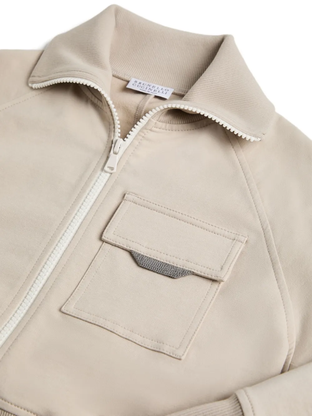 Brunello Cucinelli Kids two-way zip-fastening sweatshirt Beige
