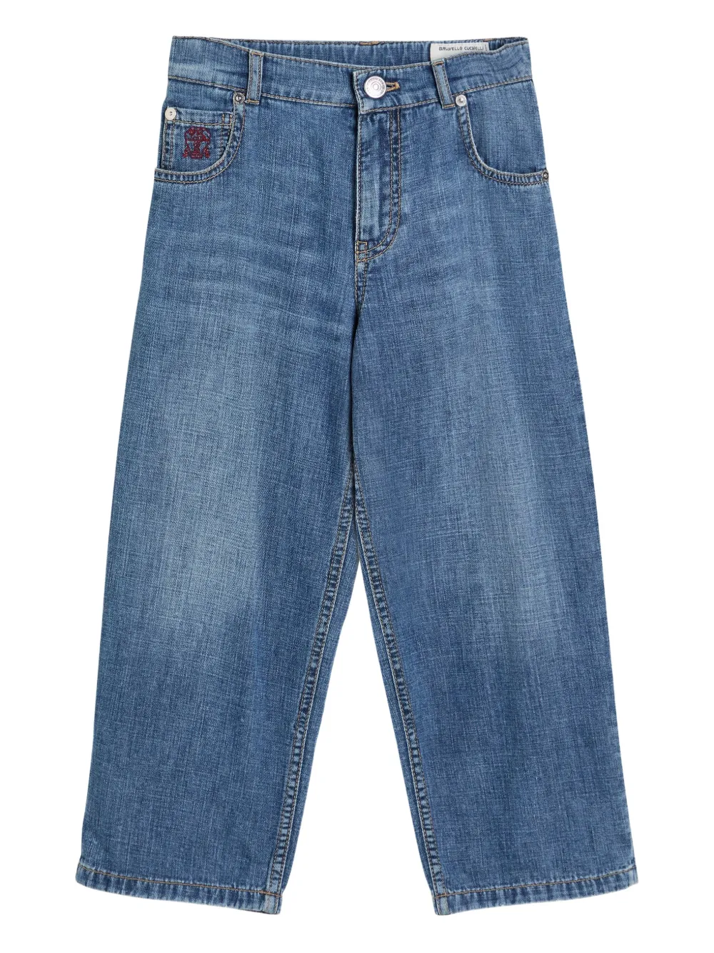 Brunello Cucinelli Kids whiskering-effect jeans | Blue | Image 1