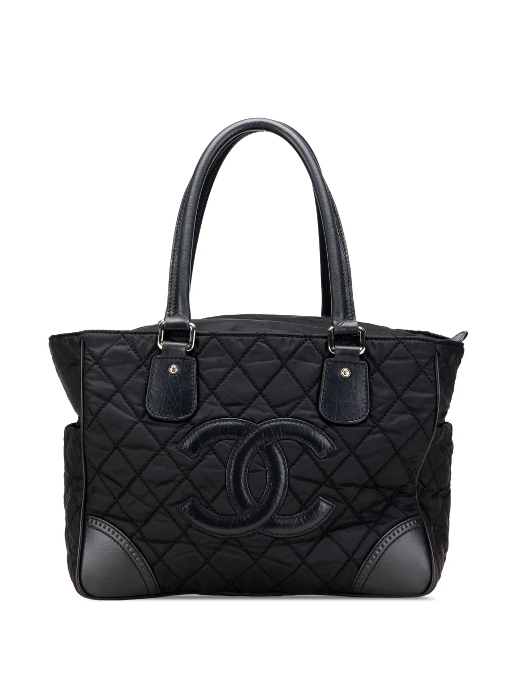 CHANEL Pre-Owned 2006-2008 パリ ニューヨーク マトラッセ ナイロン ハンドバッグ - ブラック CHANEL Pre-Owned 2006-2008 パリ ニューヨーク マトラッセ ナイロン ハンドバッグ - ブラック