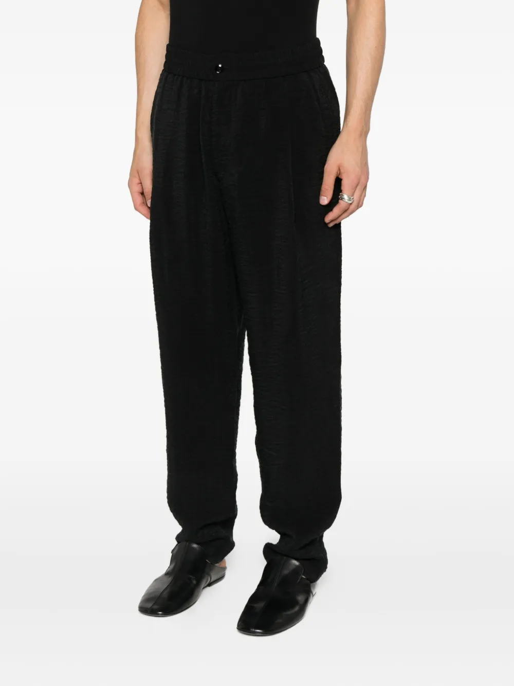 Giorgio Armani elastic-waistband trousers Zwart
