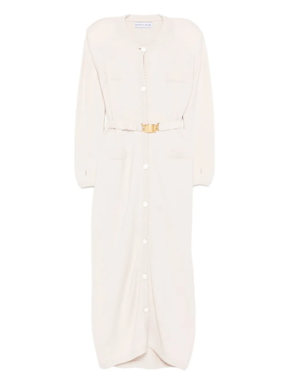 Rowen Rose button belted cardi-coat | White | Image 1