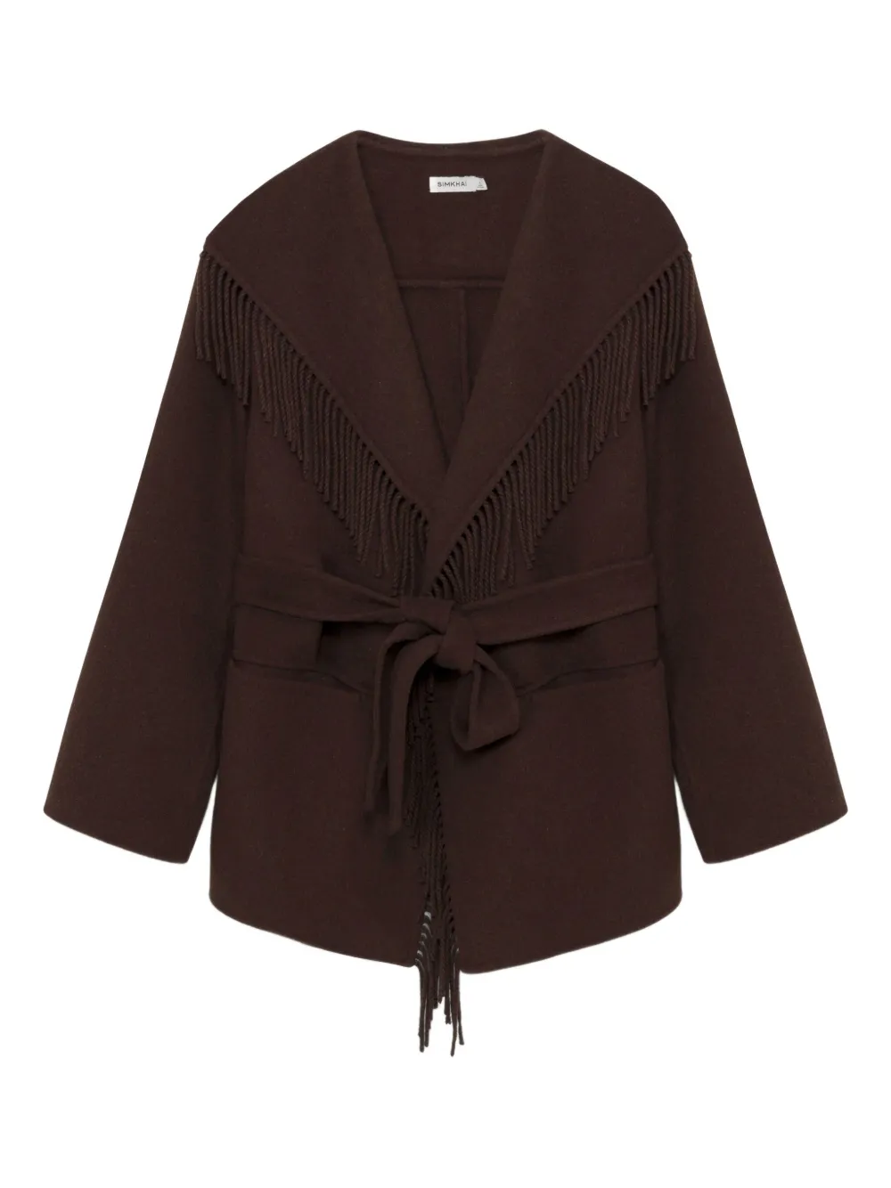 Simkhai Fringe-trimmed Coat In Brown