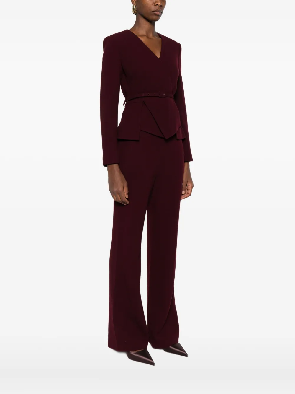 Roland Mouret Belted Wrap Jacket In Red