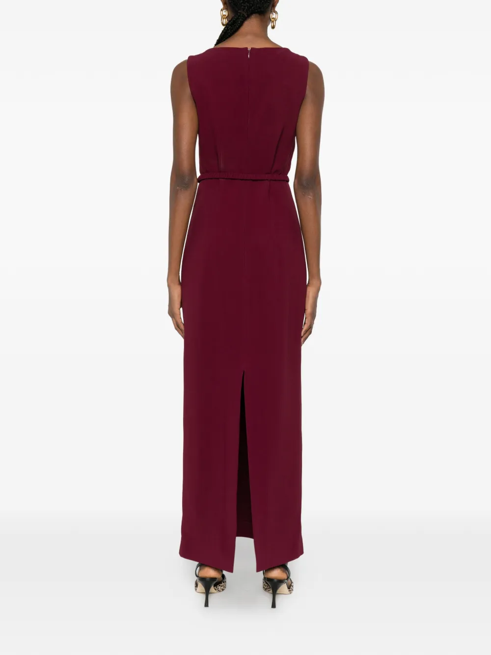 Rowen Rose Belt-detail Maxi Dress In Red