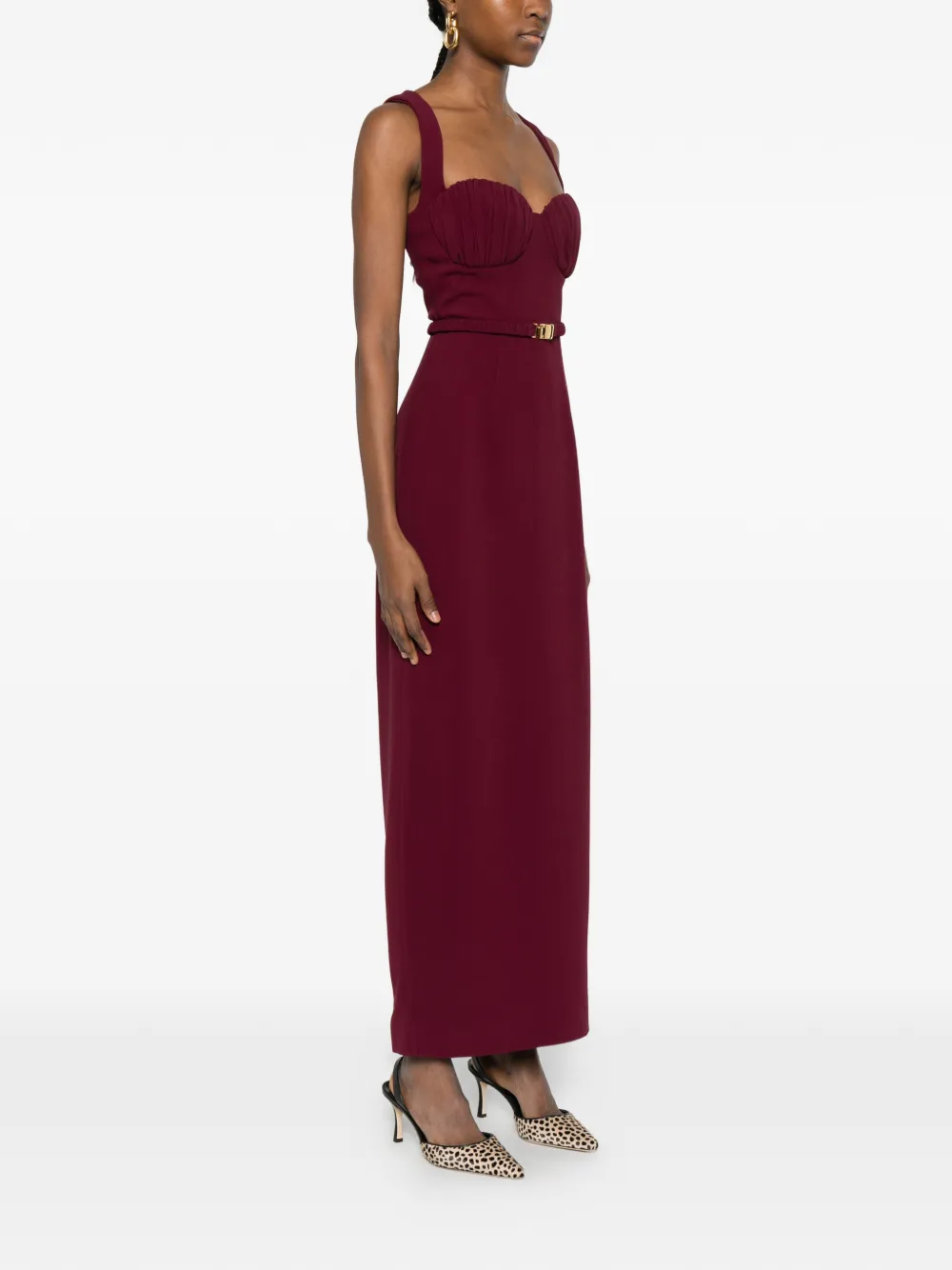 Rowen Rose Belt-detail Maxi Dress In Red