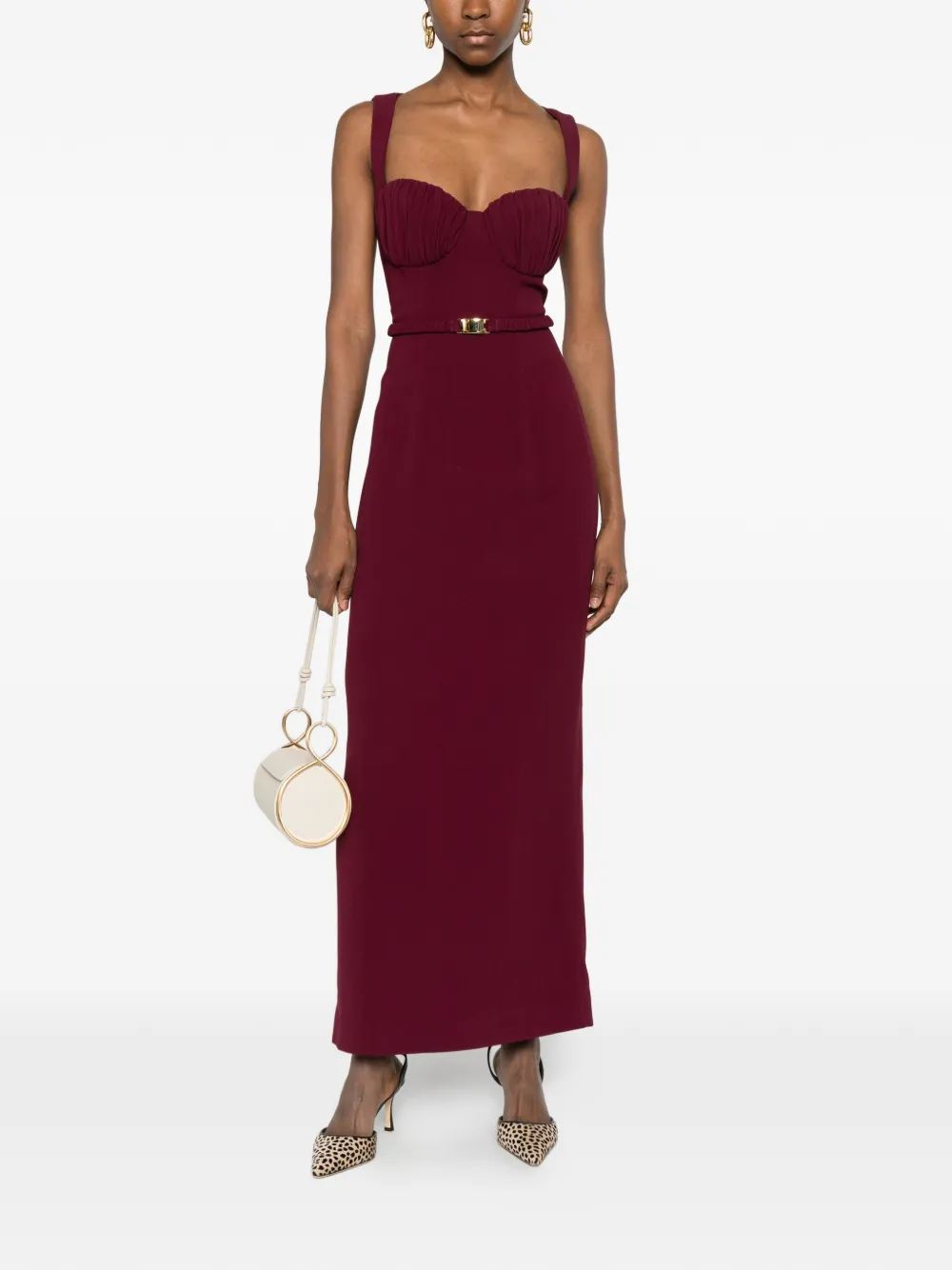 Rowen Rose belt-detail maxi dress - Rood