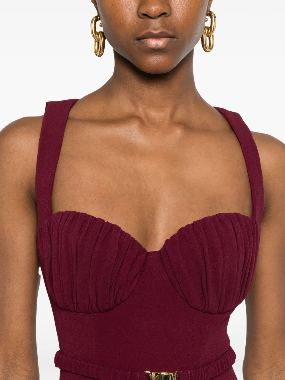 Rowen Rose Belt-detail Maxi Dress In Red