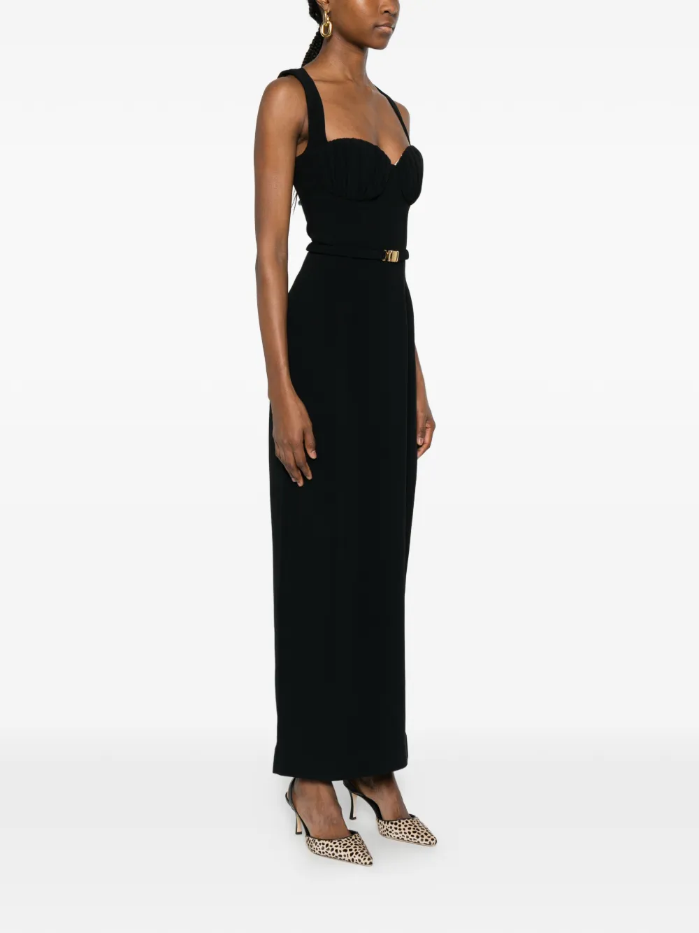 Rowen Rose Belt-detail Maxi Dress In Black