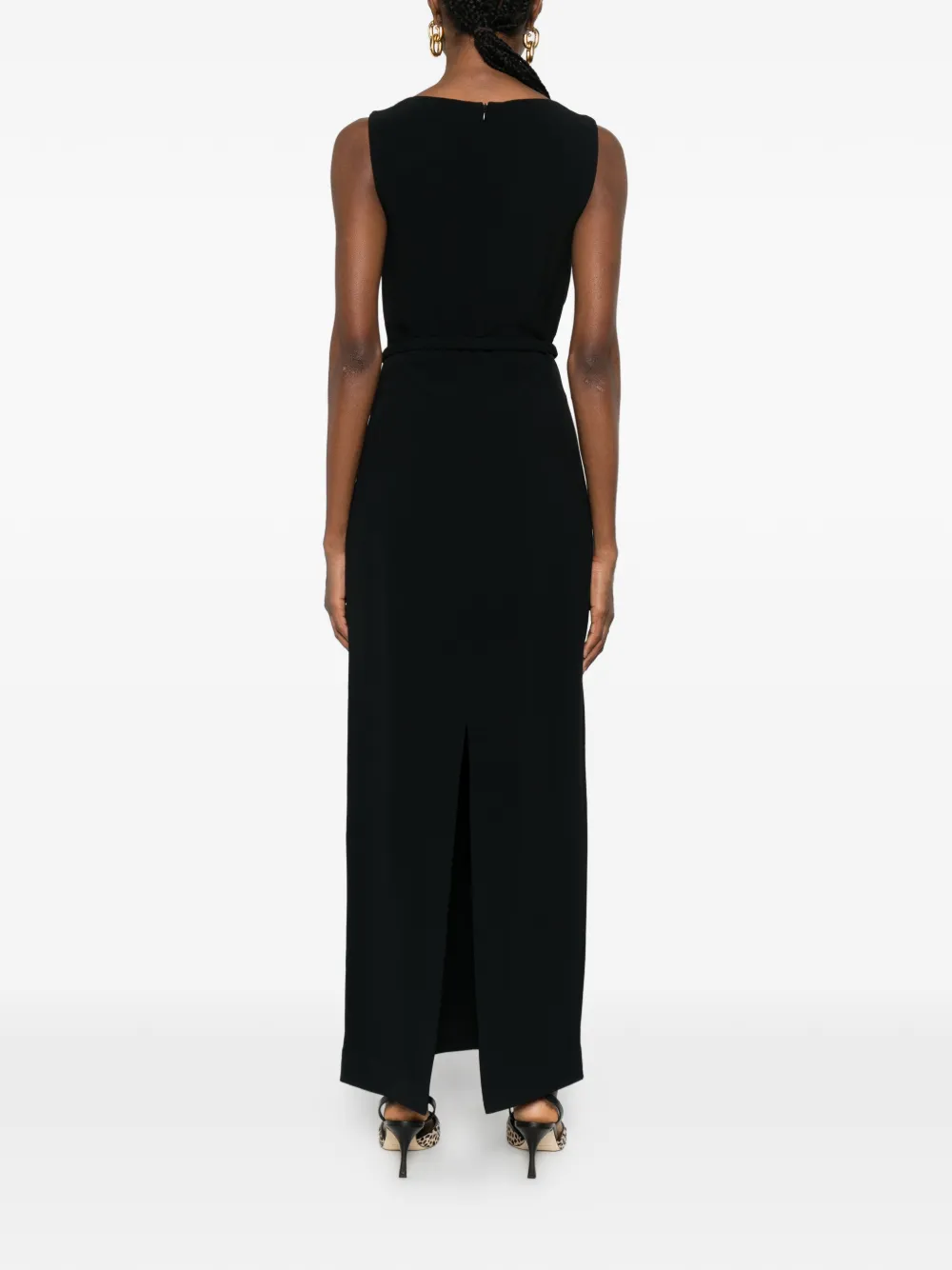 Rowen Rose Belt-detail Maxi Dress In Black