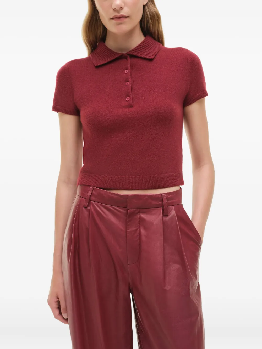 Simkhai Short-sleeve Polo Top In Red