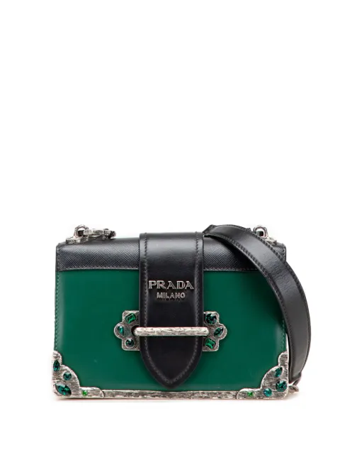 Prada Pre-Owned Borsa a tracolla City Calf Crystal Cahier con finiture in pelle Saffiano 2013-2025