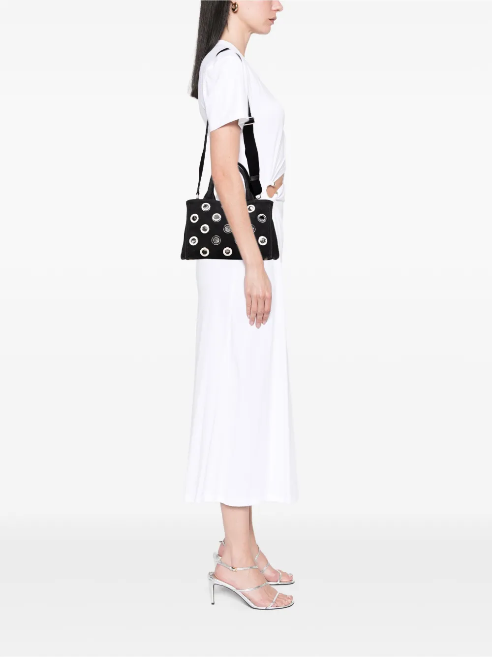 Prada Pre-Owned 2013-2025 Small Canvas Canapa Grommet satchel - ブラック Prada Pre-Owned 2013-2025 Small Canvas Canapa Grommet satchel - ブラック