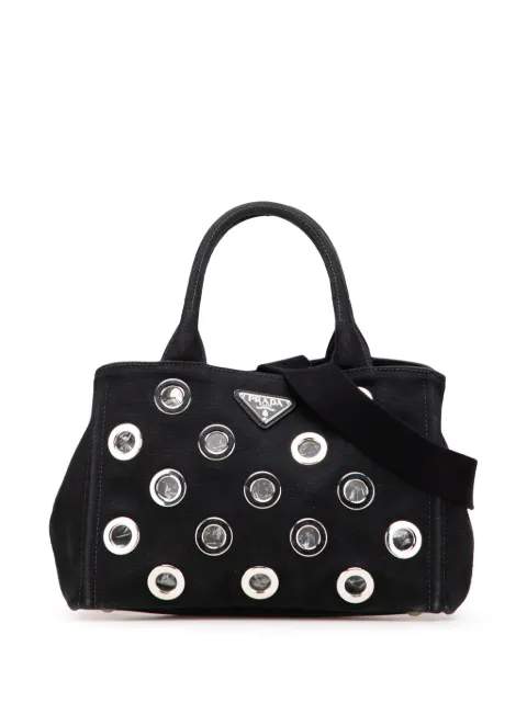 Prada Pre-Owned 2013-2025 스몰 캔버스 카나파 그로밋 사첼 백