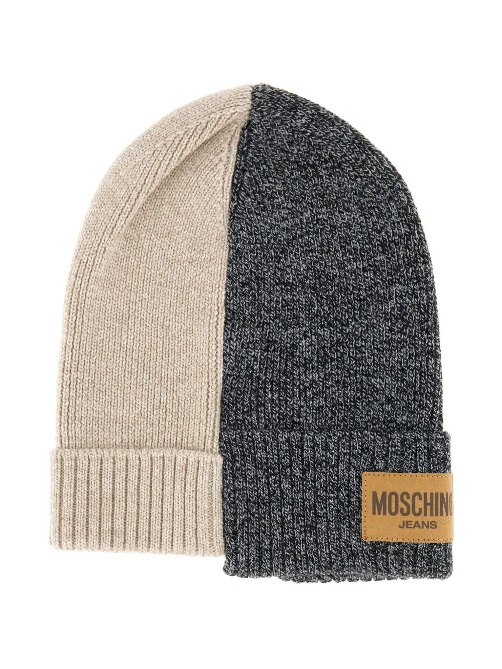 Moschino Wool Ribbed Beanie In Gray