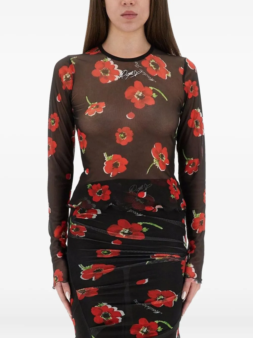 MOSCHINO JEANS floral-print top | Black | Image 1
