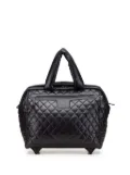 CHANEL Pre-Owned 2009-2010 Quilted Nylon Coco Cocoon Trolley Rolling Case travel bag - Black