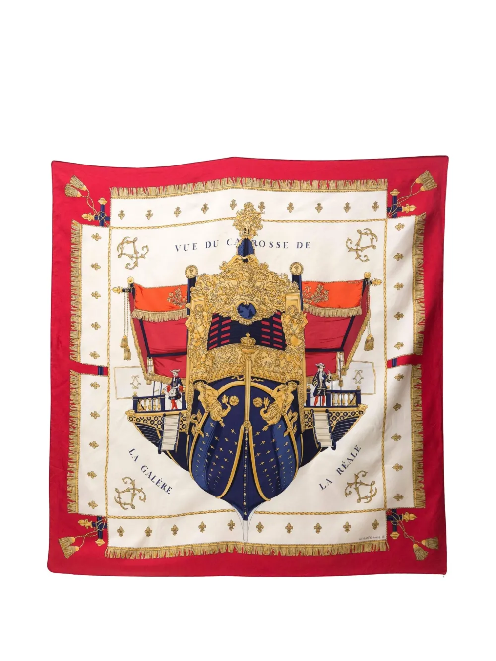 Hermès Pre-Owned 1992 Vue du Carrosse La Galère La Réale scarf - レッド Hermès Pre-Owned 1992 Vue du Carrosse La Galère La Réale scarf - レッド