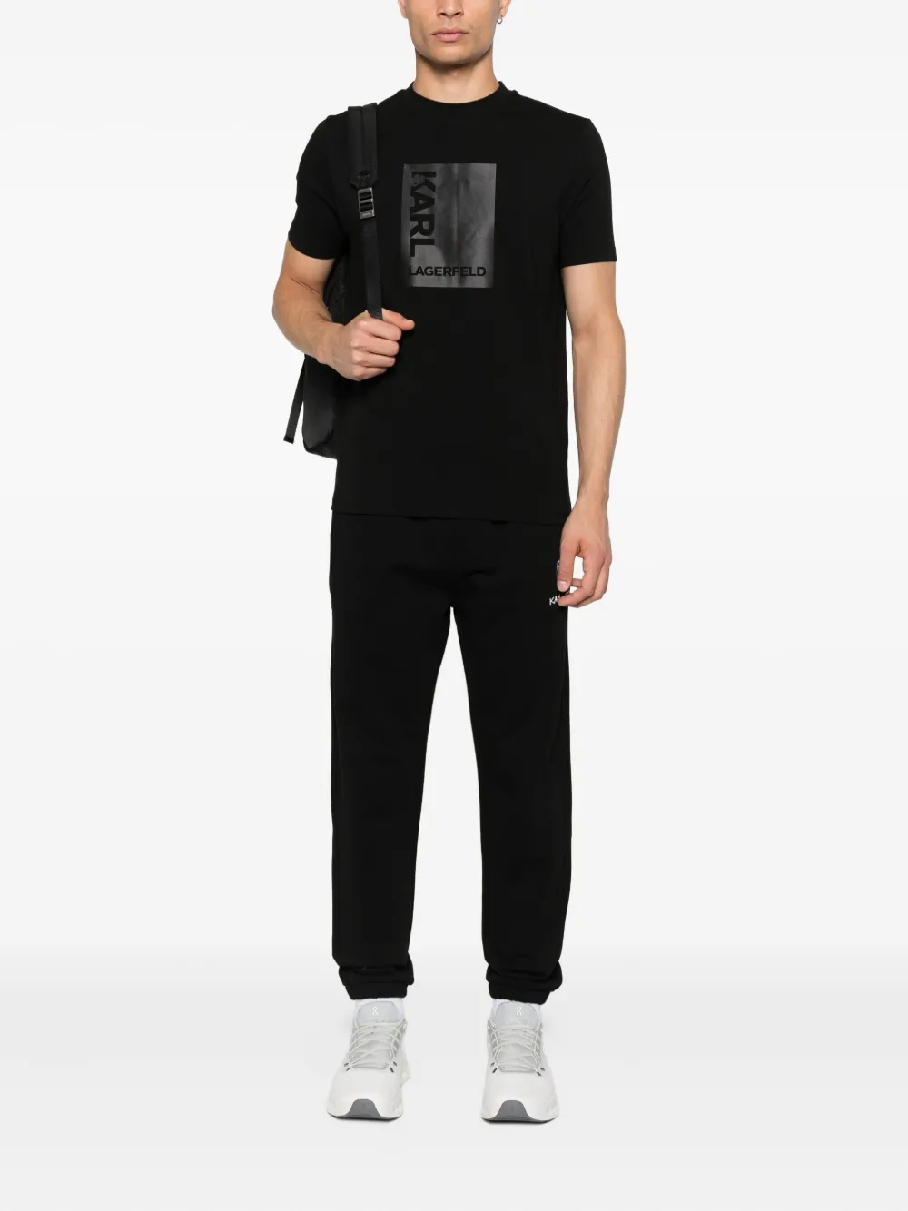 Karl Lagerfeld embroidered logo sweatpants - Zwart