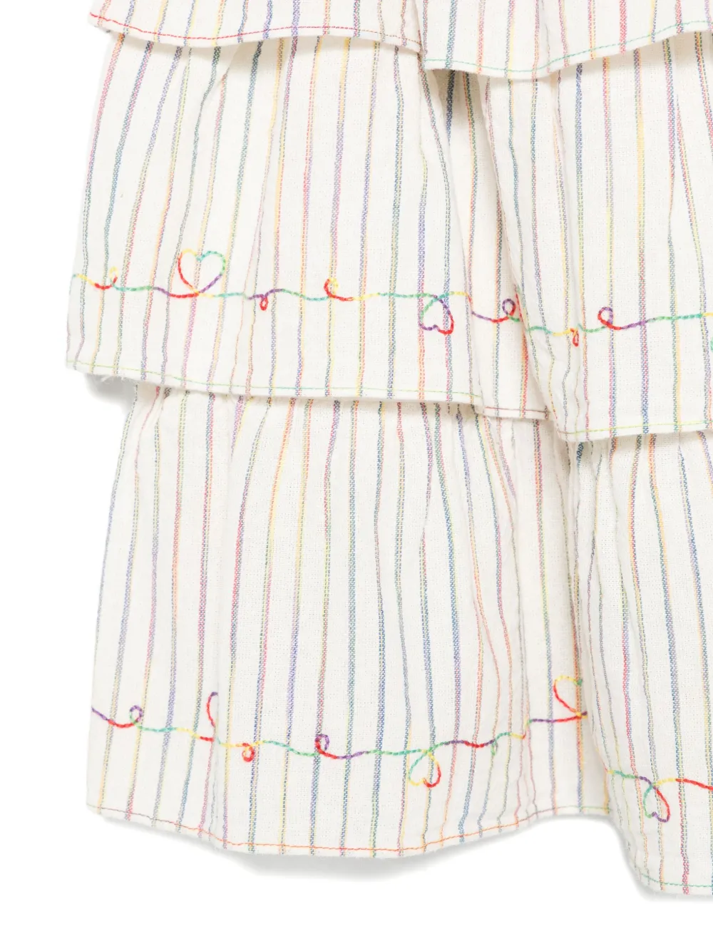 ZIMMERMANN Kids Rhiannon jurk met ruches en regenboogstreep Wit