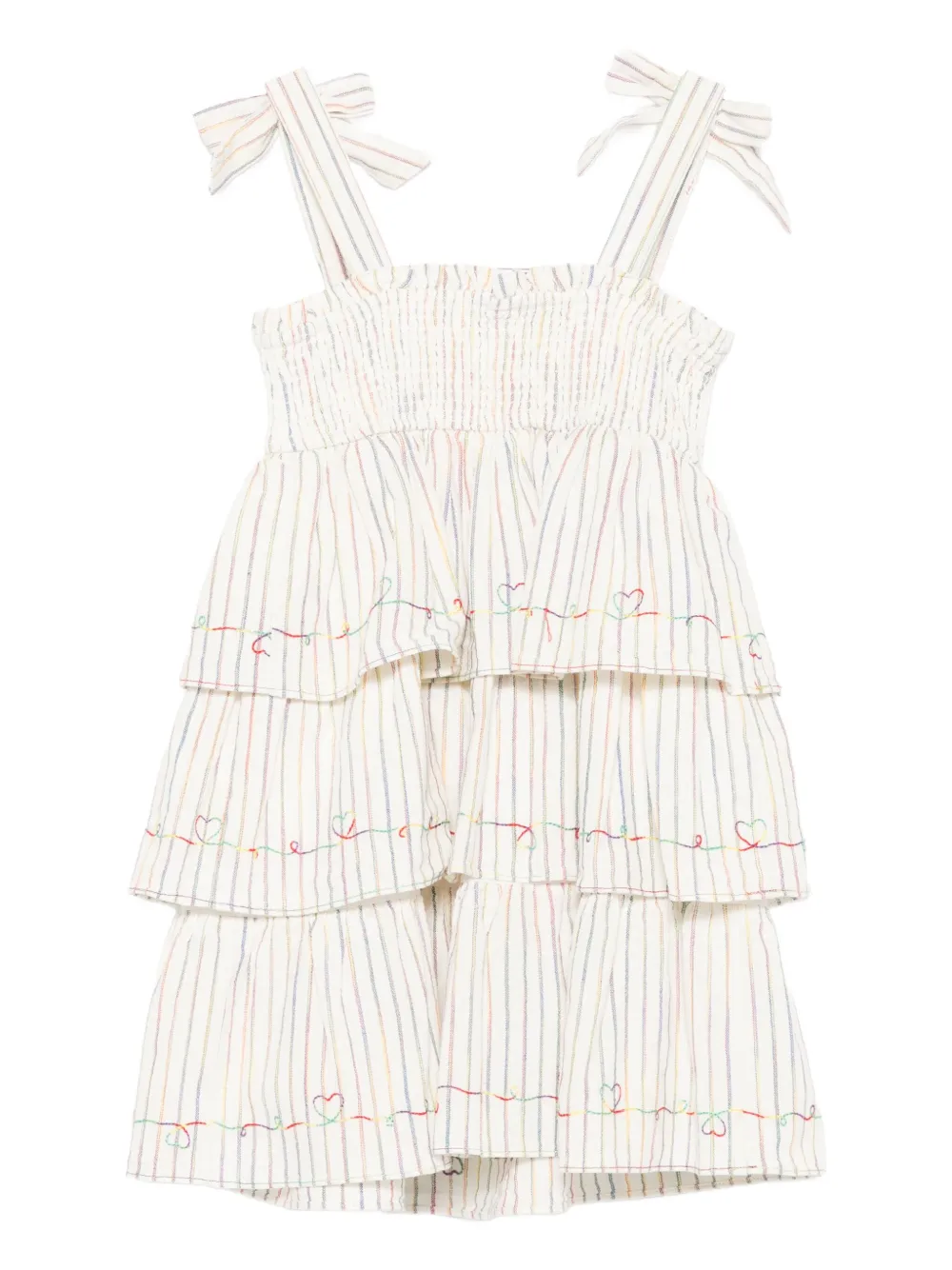 ZIMMERMANN Kids Rhiannon jurk met ruches en regenboogstreep Wit