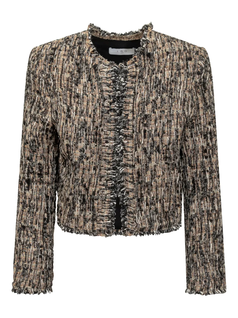 IRO Carlia tweed jack met franje Beige