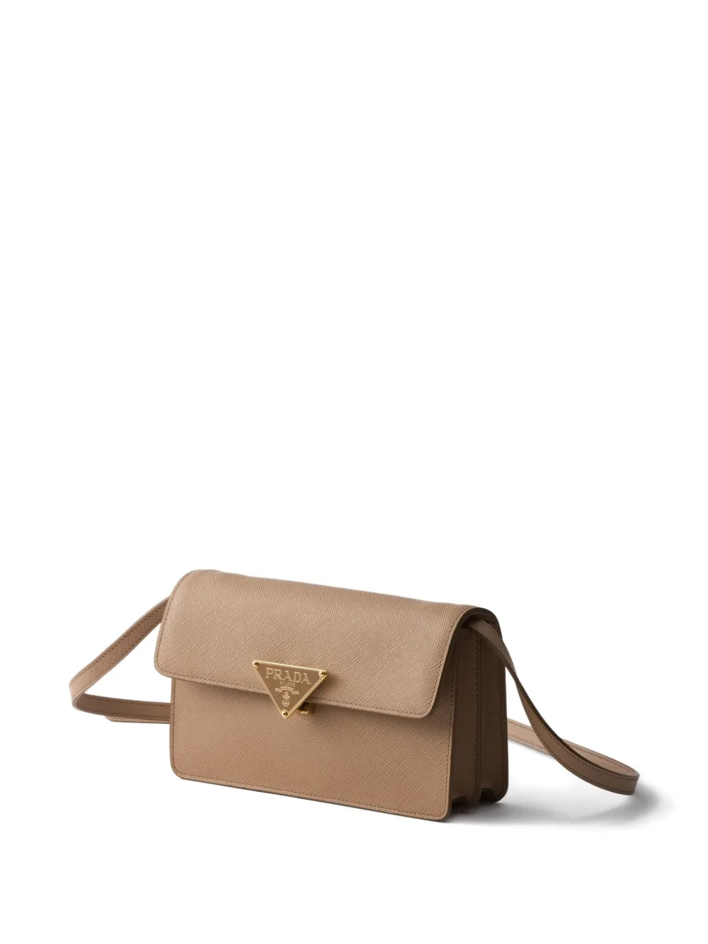 Prada Mini-tas met drukslot van saffiano leer Bruin